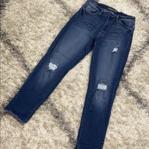 Neture Skinny distressed unfinished hem jeans